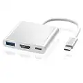 ElecMoga Adaptador USB C a HDMI 4K, adaptador multipuerto tipo C con USB 3.0 + puerto de carga USB C convertidor digital USB C Hub compatible con Macbook Pro, Google Chromebook, HP, Samsung S9+, y más