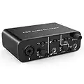 USB Audio Interface for Recording Music, XLR interface with 48V Phantom Power, TRS balanced with Headphone Amplifier, AudioBox Mic Preamps 48v 2 Channel for PC/Win/Mac Streaming and Podcasting (PC000362)