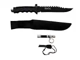 BlizeTec Survival Fixed Blade Knife: 3-in-1 Full Tang Hunting Knife with Magnesium Fire Starter, LED Flashlight & Belt Pouch