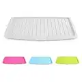 YORKING Drip Tray Plastic Portable Dish Drain Board Durable Drip Sloping Draining Tray with Hanging Hole for Draining Water for Pots Pans Bowls Cooking Holder Fruit Vegetable (White)