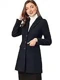 Allegra K - Cappotto invernale da donna con risvolto, monopetto, ideale per San Patrizio, Blu scuro, 48