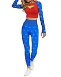 Wonder Woman Cosplay Active Workout Outfits – Legging and Shirt 2PC Sets by MAXXIM Wonder Woman X-Large
