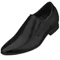 CALTO Men's Invisible Height Increasing Elevator Shoes - Black Leather Slip-on Formal Dress Loafers- 3 Inches Taller - Y5530 - Size 11 D(M) US