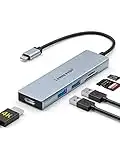 Lemorele Hub USB C HDMI 4K - 5 in 1, Spazio Alluminio Adattatore USB C Hub con 2 USB 3.0, SD/TF, Adattatore MacBook Pro/Air M1, iPad Pro/Air M1, Windows, Switch, Chromecast, Dell, Cellulare e altro