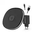 Wireless Charger Pad mit USB Ladegerät - NANAMI Maximal 15W Qi Induktive Ladestation für iPhone 14 13 12 11 Pro Mini Max Xr Xs 8+,Schnelles Kabelloses Ladegerät für Samsung Galaxy S23/S22/S21/Airpods