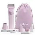 Unibono All-in-One Damenrasierer Elektrisch Kit, Ladyshaver Elektrischer mit LED Licht für Intimbereich Körper, Bikini Rasierer Nass und Trocken, USB Aufladbar (Rot)