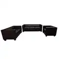 Mendler 3-2-1 Sofagarnitur Couchgarnitur Loungesofa Lille - Kunstleder, schwarz