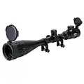 Pinty 6-24x50 AOEG Red & Green Rangefinder Mil-Dot Illuminated Optics Spotting Rifle Scope for Hunting