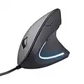 Trust Verto Wired Ergonomic Mouse, Vertical Mouse with LED Illumination, 1000-1600 DPI, 6 Buttons, for Right Hand Users, Computer Mouse for PC and Laptop - Black