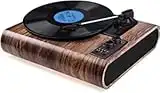 Record Player, Vintage Turntable Bluetooth Vinyl Player LP Record Player with 3 speed 33/45/78 RPM and Built-in 2 Stereo Speakers, AM/FM Function, Aux-in & RCA Output, Natural Wood