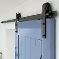 QINAIXQM 6FT Kit de accesorios para puerta de granero traslacional de servicio pesado, resistente y duradero, adecuado para una sola puerta de madera, negro antiguo(Forma J)