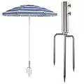 LEcylankEr Supporto per Ombrellone con Ancoraggio a Terra, Supporto Rimovibile per Ombrellone per Pesca, Giardino, Spiaggia (Argento)