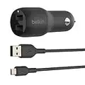 Belkin Boost Doppio Micro-USB a 2 Porte USB Caricabatteria da Auto per Kindle USB da 24 W, Cavo incluso