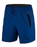 TCA Men's Elite Tech Lightweight Running or Gym Training Shorts with Zip Pockets - Mazarine Blue, M