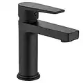 Gricol Rubinetto per Lavabo Rubinetto da Bagno con Maniglia Quadrata in Ottone Rubinetto Miscelatore per Lavabo a Freddo e Caldo con Monocomando Cromo Nero