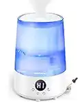 Homvana Luftbefeuchter Schlafzimmer Top-Fill, 3L Cool Mist 32H Dauerhaft, Ruhig 23dB (SilentSpary Tech) Klein Luftbefeuchter Kinderzimmer Baby, BPA Free, Aromadiffusor für Pflanzen 7Color Night Light