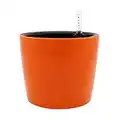 Yardwe Pot de Fleurs Ronde à Arrosage Automatique avec Indicateur d'eau Jardinière en Plastique pour Intérieur ou extérieur (Orange)