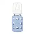 Lifefactory Glass Baby Bottle with Stage 1 Nipple and Protective Silicone Sleeve Blanket 4 Oz
