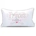 Personalizable Decorative Princess Embroidery Lumbar Throw Pillow Cover 12x20 White and Pale Pink for Girl Room Bed Chair Sofa Nursery Decor
