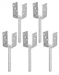 Alberts 215026 Lot de 5 supports de poteaux en U avec ancrages en béton en acier strié galvanisé à chaud Largeur 71 mm Longueur d'ancrage béton 200 mm