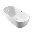 65'' Acrylic Freestanding Bathtub, Gracefully Shaped Freestanding Soaking Bathtub with The cUPC Certified，Anti-Cracking & Skid, Chroming Brass Overflow and Professional Design Drain