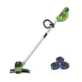 Greenworks Tagliabordi a Batteria G40LT Con 3 Bobine a Doppio Filo (Li-Ion 40V Larghezza Taglio 30cm 7000rpm Girevole e Testa del Motore Inclinabile Guida in Alluminio senza Batteria e Caricabatterie)