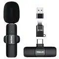 VIEWLON Wireless Microphone for iPhone/Android/PC, Mini Microphone for Video Recording, Plug and Play Lavalier Microphone, Lapel Wireless Mic with Noise Reduction