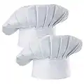 Hyzrz Chef Hat Set of 2 Pack Adult Adjustable Elastic Baker Kitchen Cooking Chef Cap, White, One Size