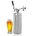 NutriChef Pressurized Growler Tap System - 128oz Stainless Steel Homebrew Mini Keg Dispenser Portable Kegerator Kit - Co2 Pressure Regulator Keeps Carbonation for Craft Beer, Draft -