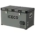 ICECO VL60 Portable Refrigerator, Dual Zone Freezer Fridge, 12v Cooler, Platinum Compact Refrigerator, 60Liters, DC 12/24 V, AC 110-240V, 0℉～50℉, Home and Car Use, for Van, Truck, Outdoor, Camping