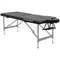 HOMCOM Camilla de Masaje Plegable Mesa de Masaje Portátil con Altura Ajustable en 7 Posiciones Reposacabezas y Marco de Aleación de Aluminio para Fisioterapia Carga 130 kg 186x71x62-83 cm Negro