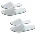 2 Pairs Closed Toe Slippers White Spa Slippers Hotel Flat Slippers for Spa Party Guest Hotel