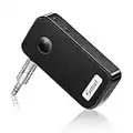 Smof Ricevitore Bluetooth Auto,3.5mm AUX Adattatore Audio Wireless,Dual Link/Musica Stereo per Auto/12 ore di Riproduzione con Microfono per La Casa/TV/AUTO/PC（Nero）