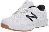 New Balance Men's 696 V4 Hard Court Tennis Shoe, White/Navy, 10 M US