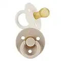 Itzy Ritzy 2-Pack Natural Rubber Pacifiers; for Ages 0 - 6 Months, Coconut & Toast