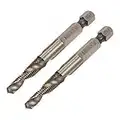 sourcing map Combination Drill and Tap Bit, 1/4" Hex Shank M6 x 1 Metric Titanium Coated High Speed Steel 6542 Spiral Flute Drilling Tapping Tool 2pcs