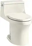 KOHLER K-5172-96 San Souci Comfort Height Compact Elongated 1.28 GPF Toilet with AquaPiston Flushing Technology and Left-Hand Trip Lever, Biscuit, 1-Piece