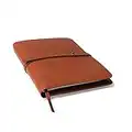 Theodore A5 Leather Journal Cover-Premium Leather Cognac Brown - Padfolio Fits A5 5.5x9” Notebook, iPad Mini Tablet - Card, Pen Holder, Bookmark, Phone Pocket- Fits Moleksine Notebooks L, Field Notes