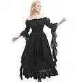 NSPSTT Victorian Dress Renaissance Costume Women Gothic Witch Dress Medieval Wedding Dress(L/XL, Black)