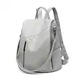 LIANGFUN Damen Leder Rucksack Weich Anti-Diebstahl-Rucksack Mode Lässige Tasche Umhängetasche Handtasche(Grau)