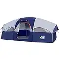 CAMPROS CP Tent-8-Person-Camping-Tents, Waterproof Windproof Family Tent, 5 Large Mesh Windows, Double Layer, Divided Curtain for Separated Room, Portable with Carry Bag - Blue