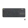 Logitech K400 Plus Clavier Sans Fil Touch TV Avec Contrôle Média et Pavé Tactile, Clavier Francais AZERTY - Noir