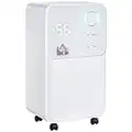 HOMCOM Déshumidificateur portable électrique silencieux 270W capacité max. réservoir 2L évacuation continue 16L/24H idéal pièces 16 m² max. blanc