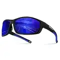 Queshark Lunettes de Soleil de Sport Polarisées pour Homme et Femme Cyclisme Course à Pied Golf Pêche Wrap Around Lunettes QE36