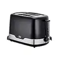 KHG TO-857 WE2 Toaster Schwarz 2 Scheiben 850 W mit Brötchenaufsatz, 7 Bräunungsstufen, Krümelschublade, Auftau- und Aufwärmfunktion Farbe-Dekor: Schwarz/Edelstahl