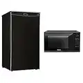 Danby Designer Mini Fridge, 3.3 CuFt., Black & Panasonic NNSG676B Mid-size 1.3 cft. 1100W Genius Microwave Oven, Black, Black