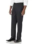 Amazon Essentials Men's Classic-Fit Expandable-Waist Flat-Front Dress Trousers, Black, 38W / 30L