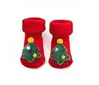 Calze Natalizie Neonato, Calzini Antiscivolo Bambino/Bambina, Unisex, 0-12 Mesi (Albero di Natale)