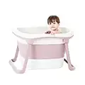 Pliable Portable Enfant Plastique Baignoire, Baignoire bébé, Baignoire Bebe sur Pied, Bac à Douche Pliant pour Enfants, Baignoire - 79 * 51 * 51cm Big Space(Rose)