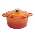 Cast Iron Pot with Lid – Non-Stick Ovenproof Enamelled Casserole Pot – Sturdy Dutch Oven Cookware – Orange, 4.7L, 24cm – by Nuovva